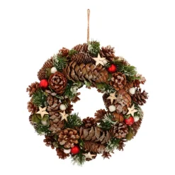 Natuurkrans Met Deco Rood-wit Ø 34 Cm