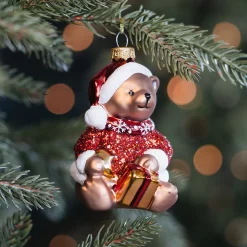 Nostalgische Teddybeer Kersthanger Met Kerstmuts