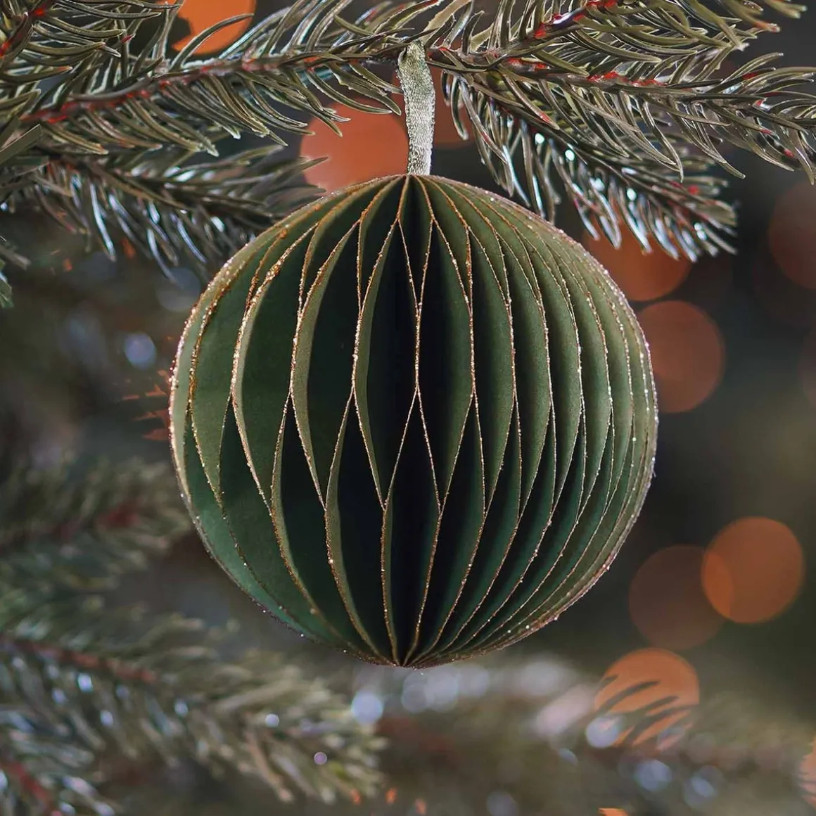 Papieren Kerstbal | Cottage Green | 8 Cm