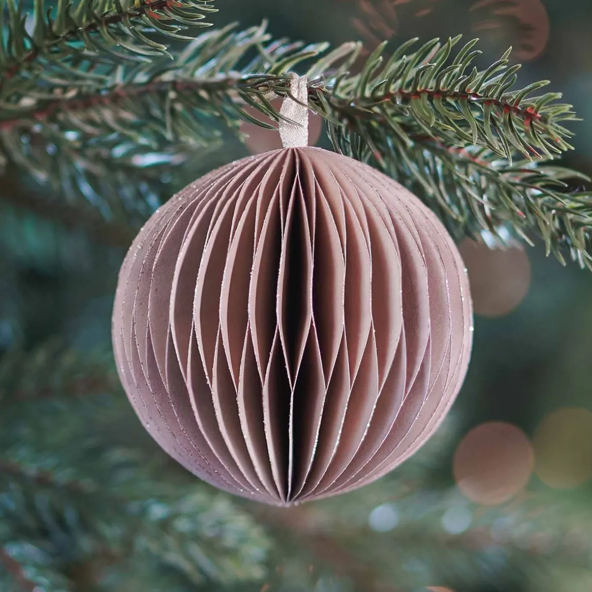 Papieren Kerstbal | Taupe | 8 Cm