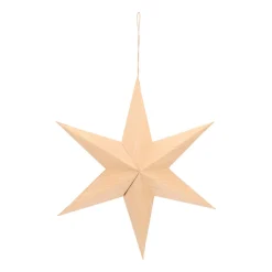 Papieren Kerstster Met Houtprint En Touwtje