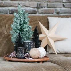 Papieren Kerstster Met Houtprint En Touwtje