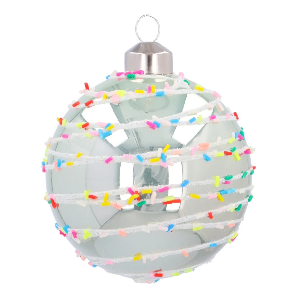 Pastelgroene Kerstbal Met Kleurrijke Spikkels