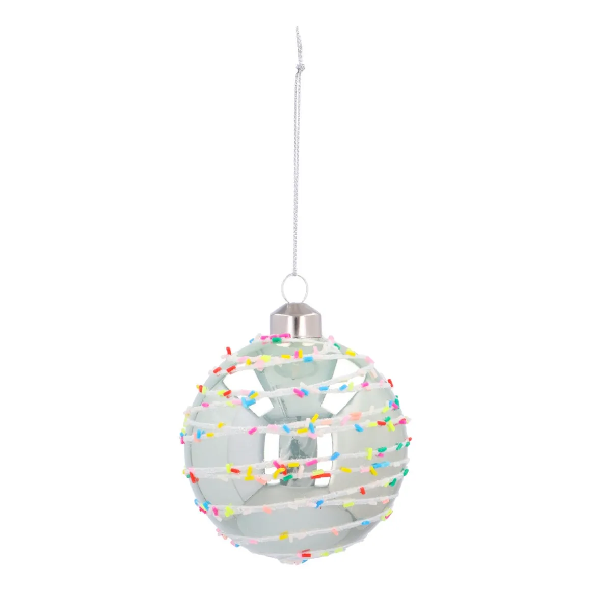 Pastelgroene Kerstbal Met Kleurrijke Spikkels