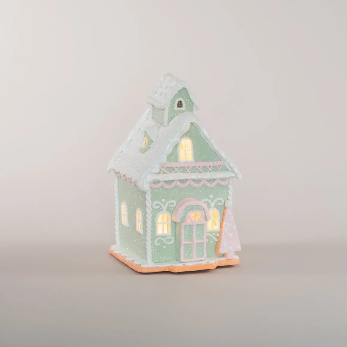 Peperkoek Huisje In Pastelkleuren Met LED Verlichting