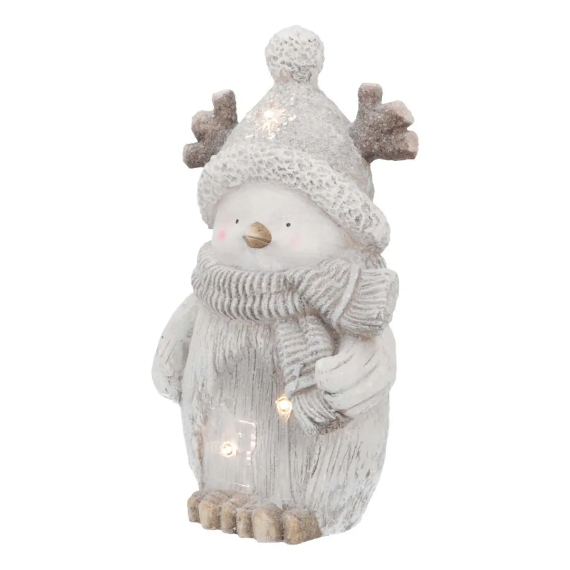 Pinguinfiguur | Led-verlichting | Grijs | 44cm