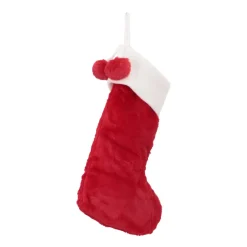 Pluizige Kerstsok | 45cm | Rood-wit