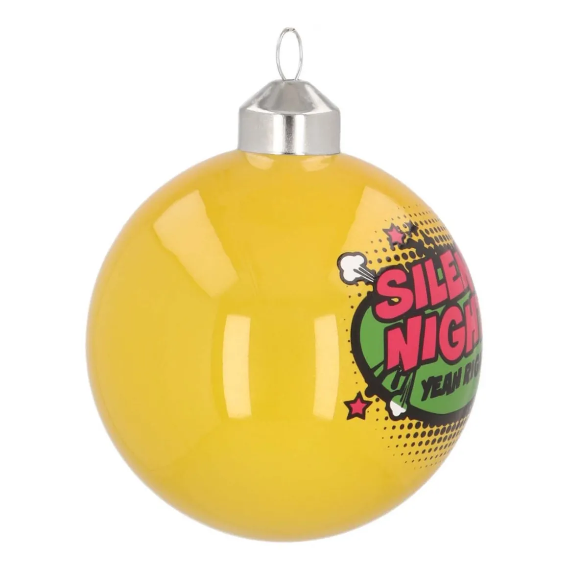 Pop-art Kerstbal "Silent Night" | Geel | Glas | 8 Cm
