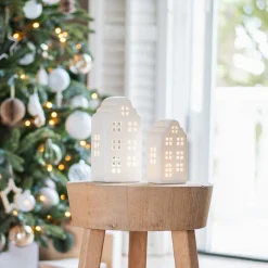 Porseleinen Grachtenpandje Als Kersthuisje