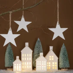 Porseleinen Huisje Met LED | 11 Cm | Wit