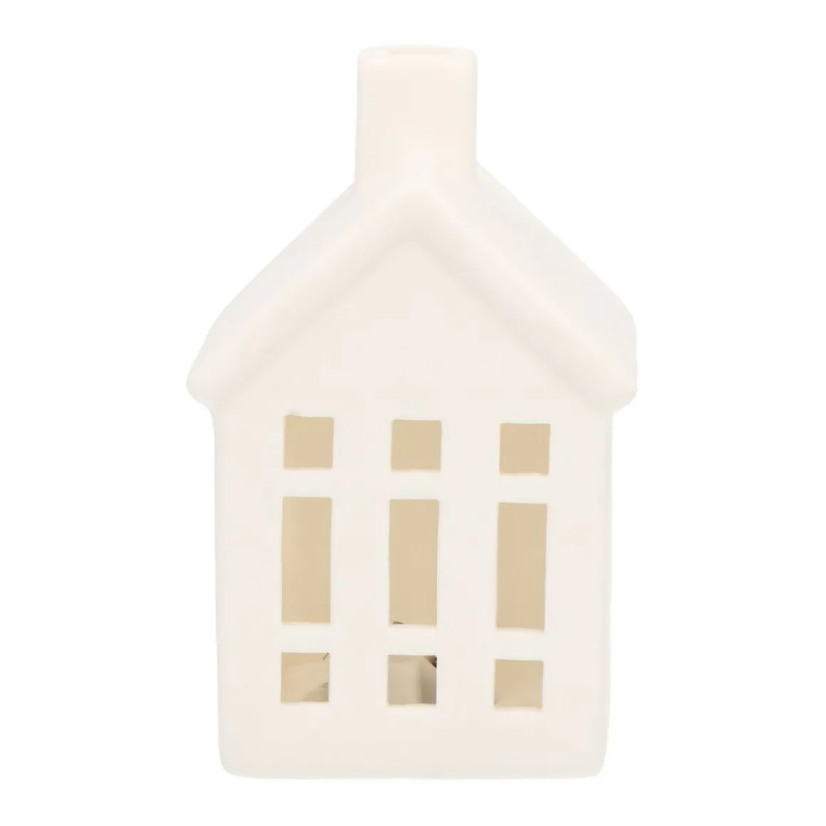 Porseleinen Huisje Met LED | 11 Cm | Wit