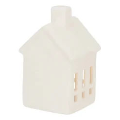 Porseleinen Huisje Met LED | 11 Cm | Wit
