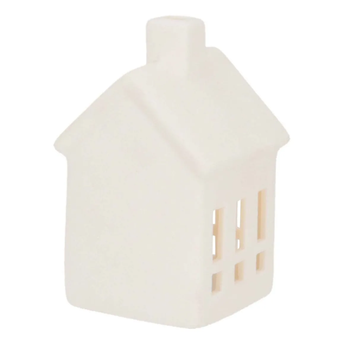 Porseleinen Huisje Met LED | 11 Cm | Wit