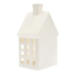 Porseleinen Huisje Met LED | 19 Cm | Wit