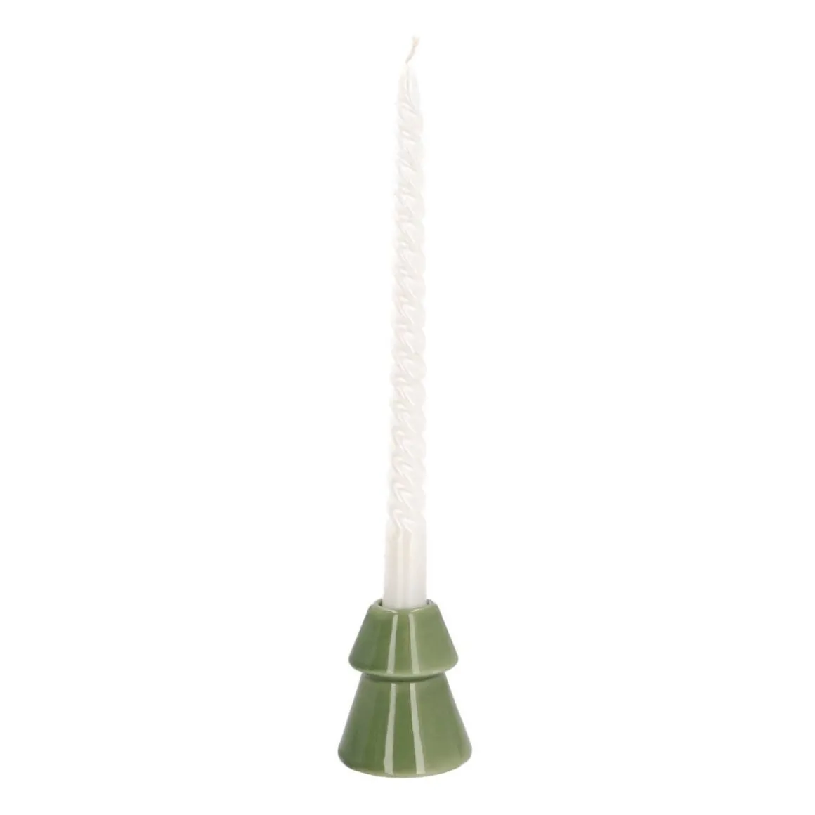 Porseleinen Kerstboom Kaarsenhouder | Groen | 10 Cm