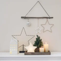 Porseleinen Kerstster Met Verlichting | 21 Cm | Wit