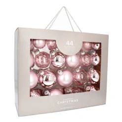 Romantische Lichtroze Kerstballenset 44 Stuks In Handige Box