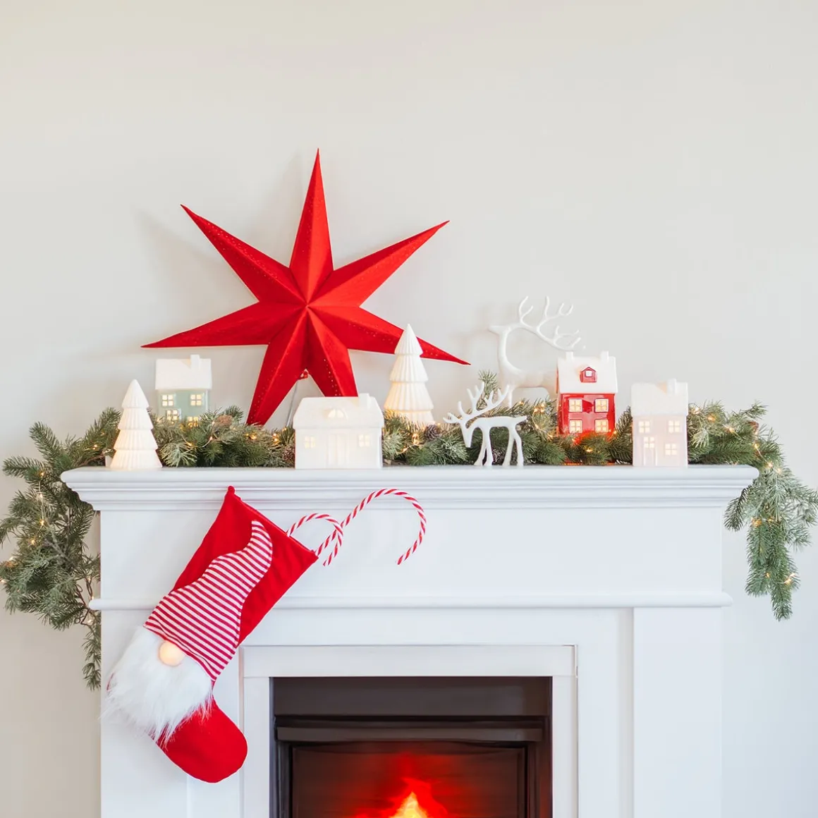 Rood Kersthuisje 'Herenhuis' Met Led