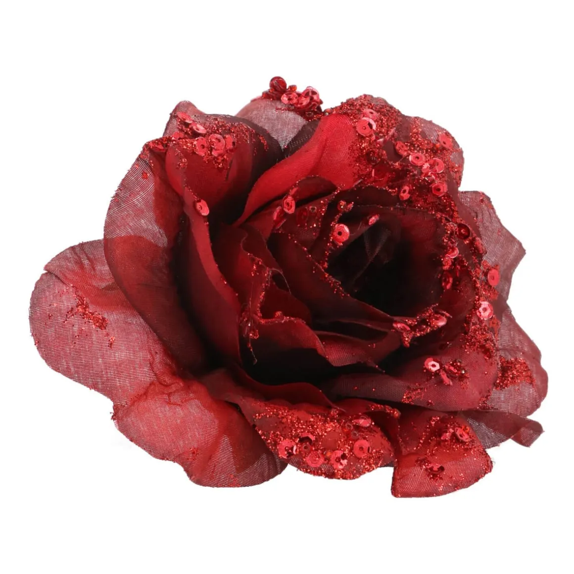 Roos Op Clip Donkerrood 15cm