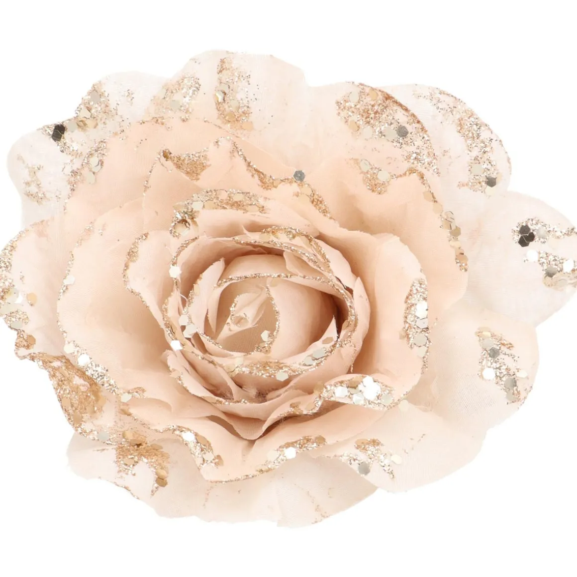 Roos Op Clip Taupe 12 Cm