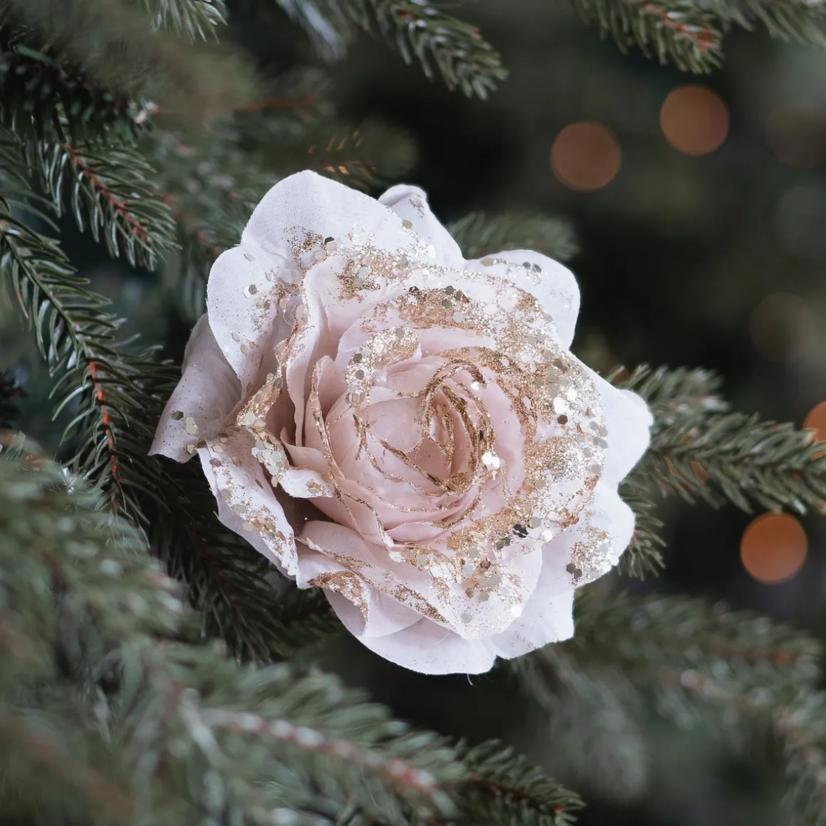 Roos Op Clip Taupe 12 Cm