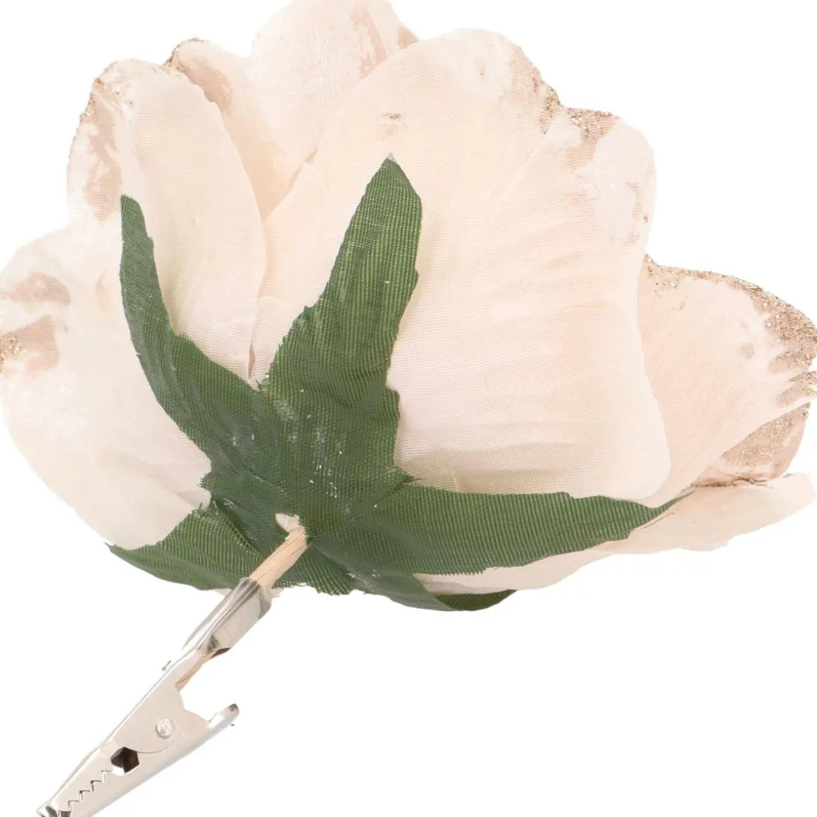 Roos Op Clip Taupe 12 Cm