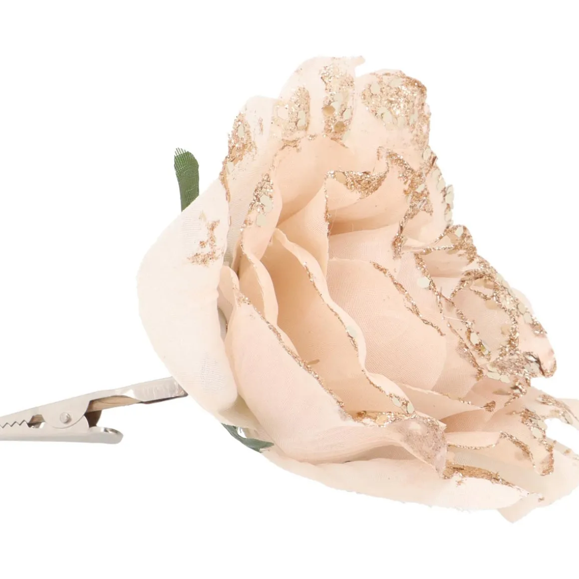 Roos Op Clip Taupe 12 Cm