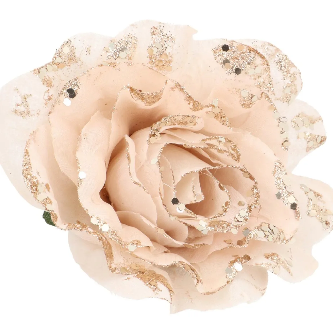 Roos Op Clip Taupe 12 Cm