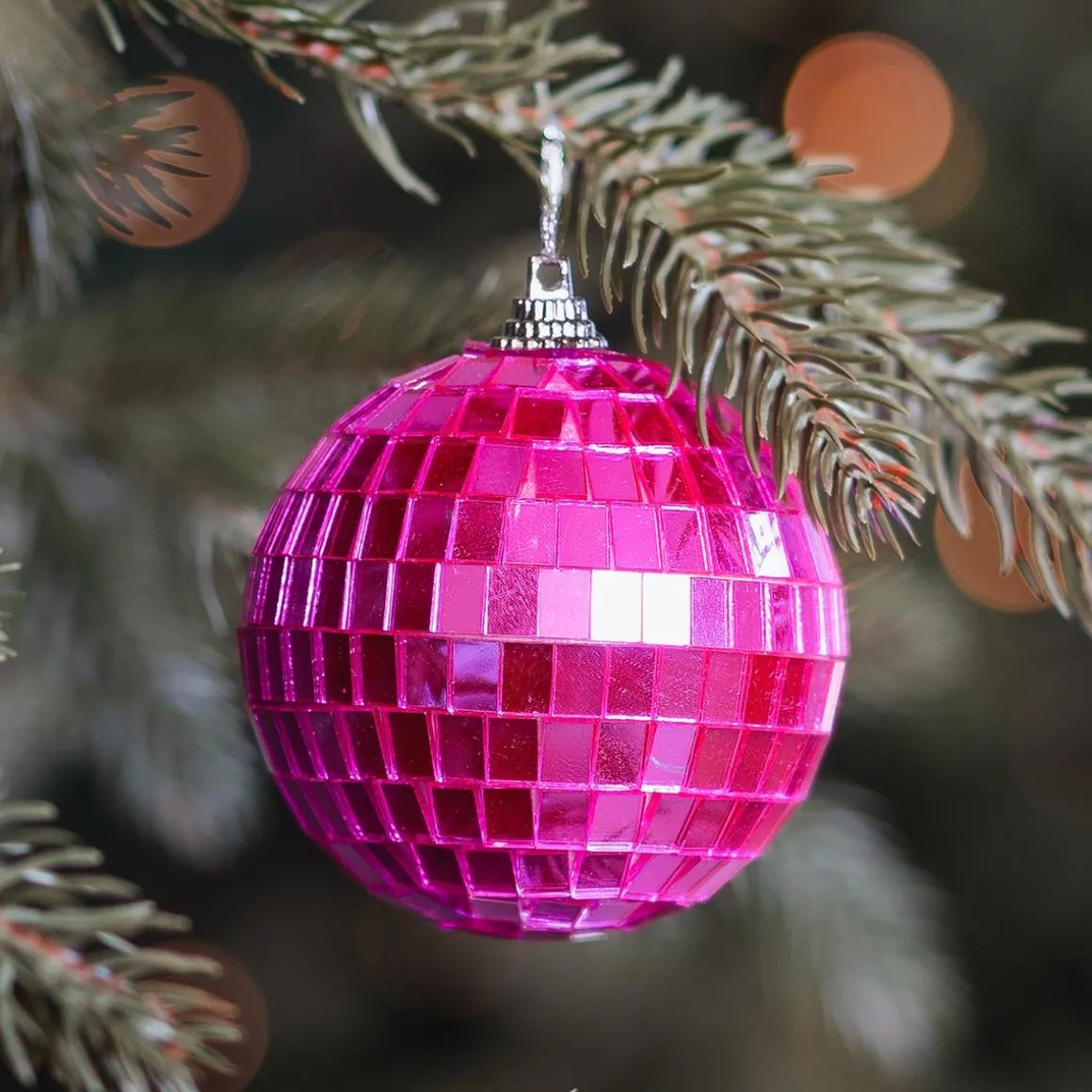 Roze Disco Kerstbal Met Reflecterende Spiegeltjes
