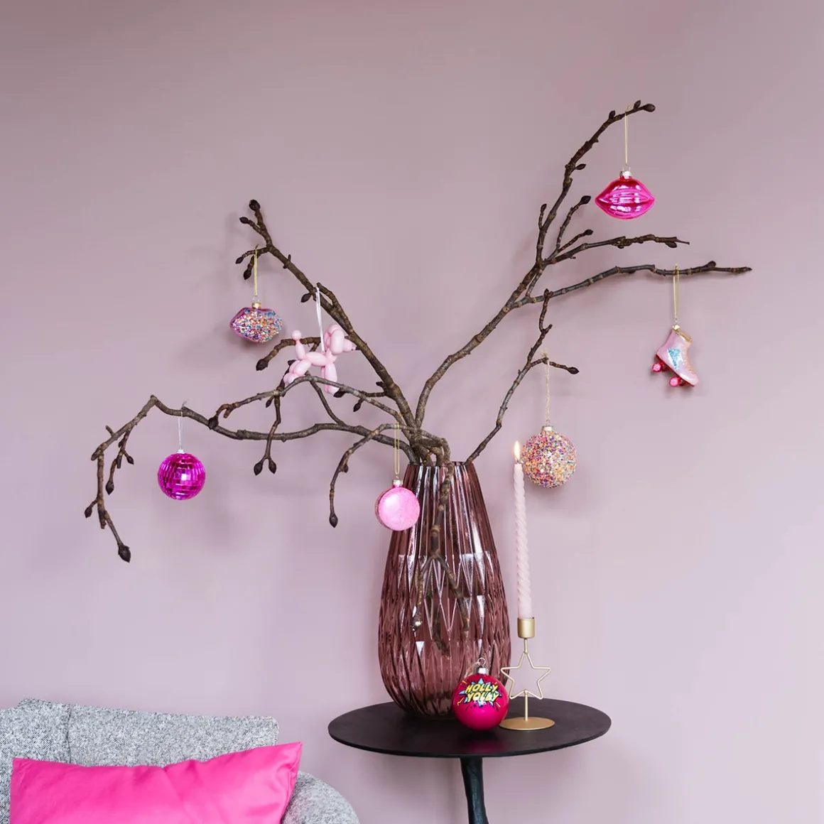 Roze Disco Kerstbal Met Reflecterende Spiegeltjes