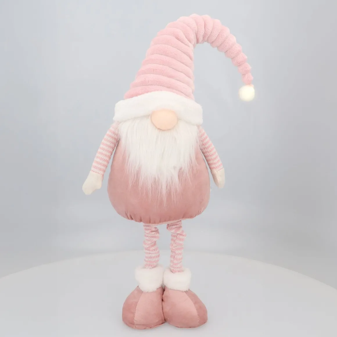 Roze Gnoom Met Uitschuifbare Benen En Puntmuts