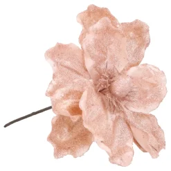 Roze Magnolia Decoratiebloem Met Glitters