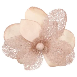 Roze Magnolia Steekbloem Met Glitters En Organza