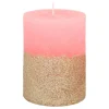 Roze Stompkaars Met Gouden Glitter | 10 Cm