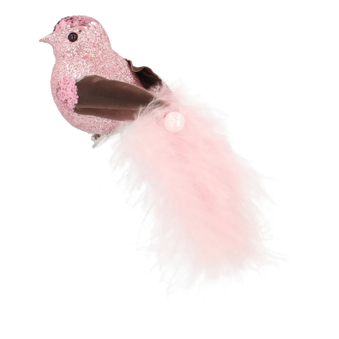 Roze Vogel Op Clip Met Donsveertjes