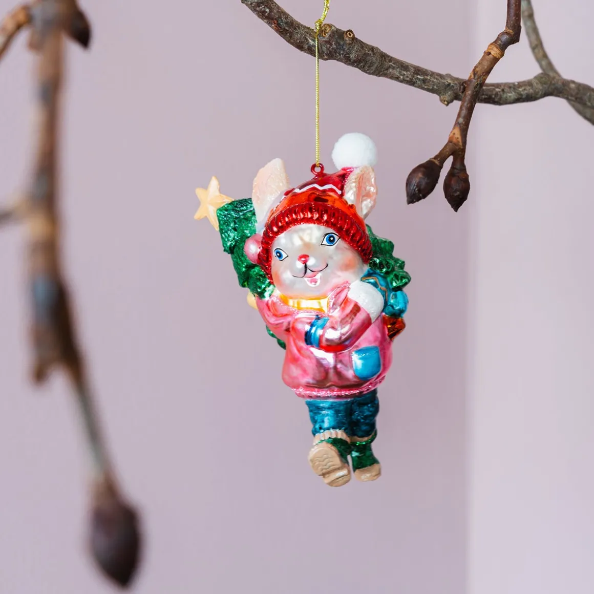 Schattig Konijn In Winteroutfit Kersthanger