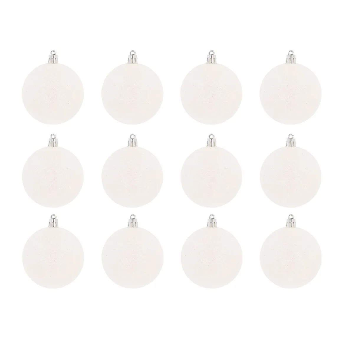 Set Van 12 Witte Iriserende Kerstballen In Box