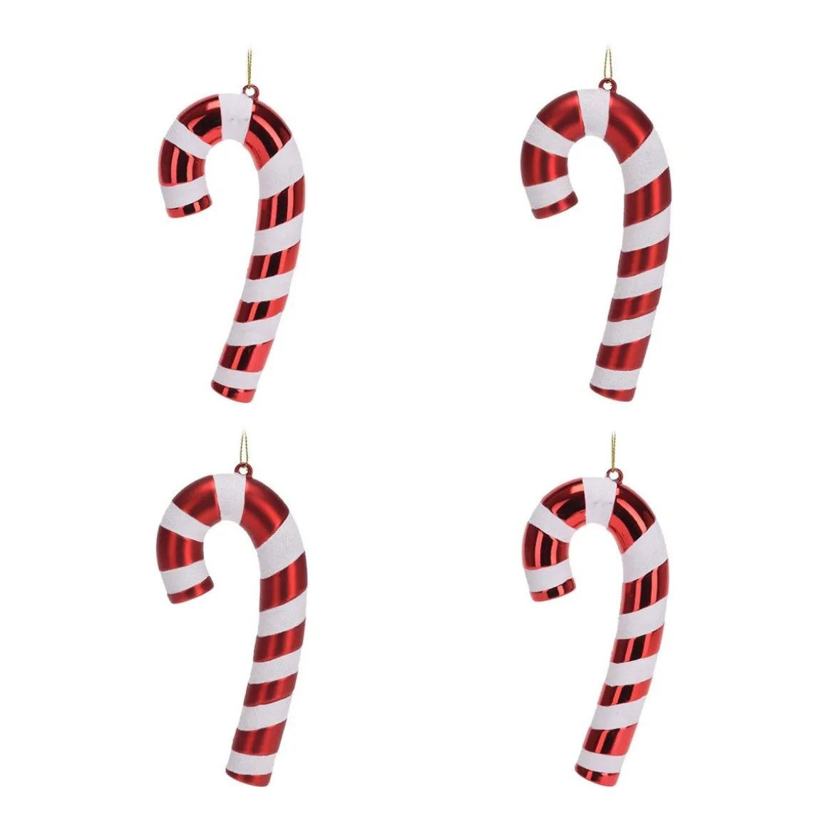 Set Van 4 Zuurstok Kersthangers | 17cm | Rood