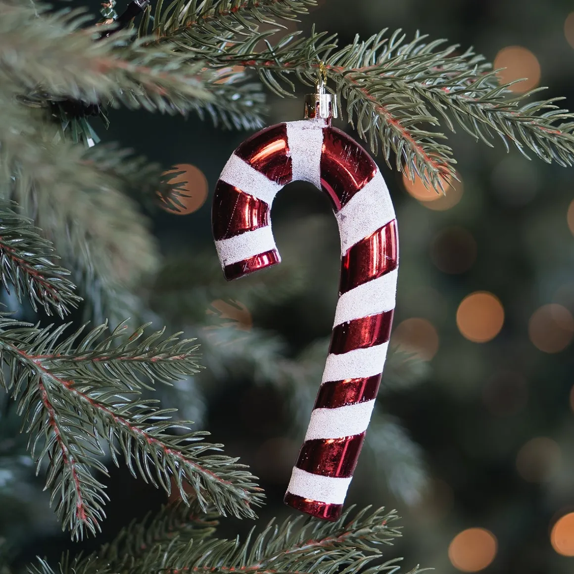 Set Van 4 Zuurstok Kersthangers | 17cm | Rood