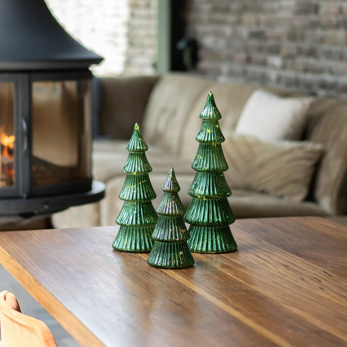 Sfeervolle Diepgroene Led-kerstboom Met Laagjes