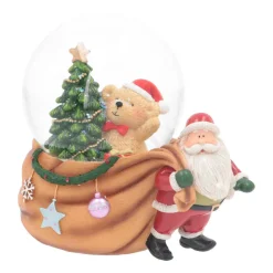 Sneeuwbol Met Kerstman En Beertje | Muziek | ⌀9cm | 15 Cm Hoog