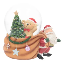 Sneeuwbol Met Kerstman En Beertje | Muziek | ⌀9cm | 15 Cm Hoog