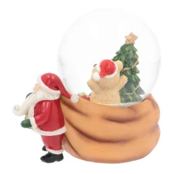 Sneeuwbol Met Kerstman En Beertje | Muziek | ⌀9cm | 15 Cm Hoog