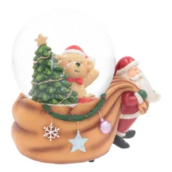 Sneeuwbol Met Kerstman En Beertje | Muziek | ⌀9cm | 15 Cm Hoog