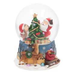 Sneeuwbol Met Kerstman En Kindje | Muziek | ⌀9cm | 15 Cm Hoog