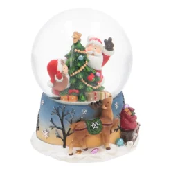 Sneeuwbol Met Kerstman En Kindje | Muziek | ⌀9cm | 15 Cm Hoog