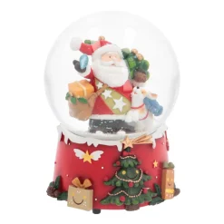 Sneeuwbol Met Kerstman En Hondje | Muziek | ⌀9cm | 15 Cm Hoog