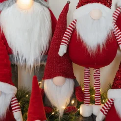 Staande Gnoom | Rood | Stof | 42 Cm