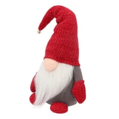 Staande Gnoom | Rood | Stof | 42 Cm
