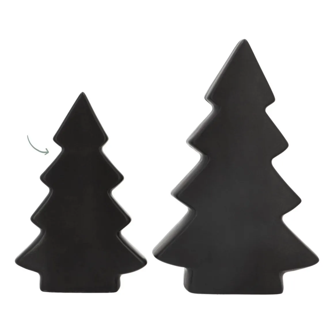 Staande Porseleinen Kerstboom | 16,5 Cm | Mat Zwart